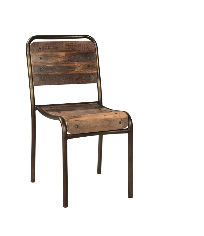 Chaise métal/vieux bois naturel