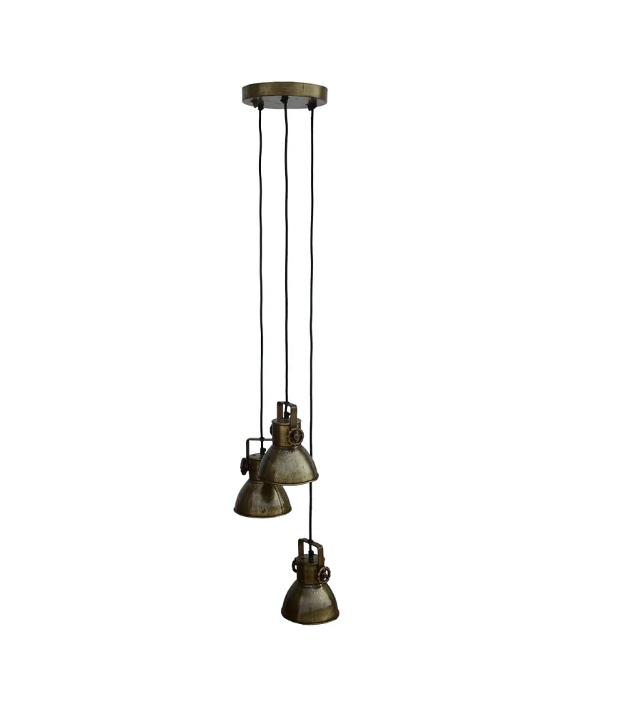 Suspension triple en laiton H:135cm