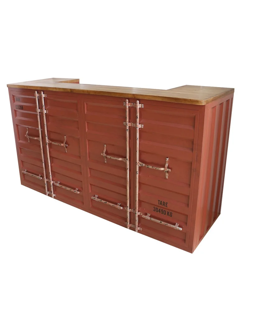 Bar container Rouge , Tole + bois