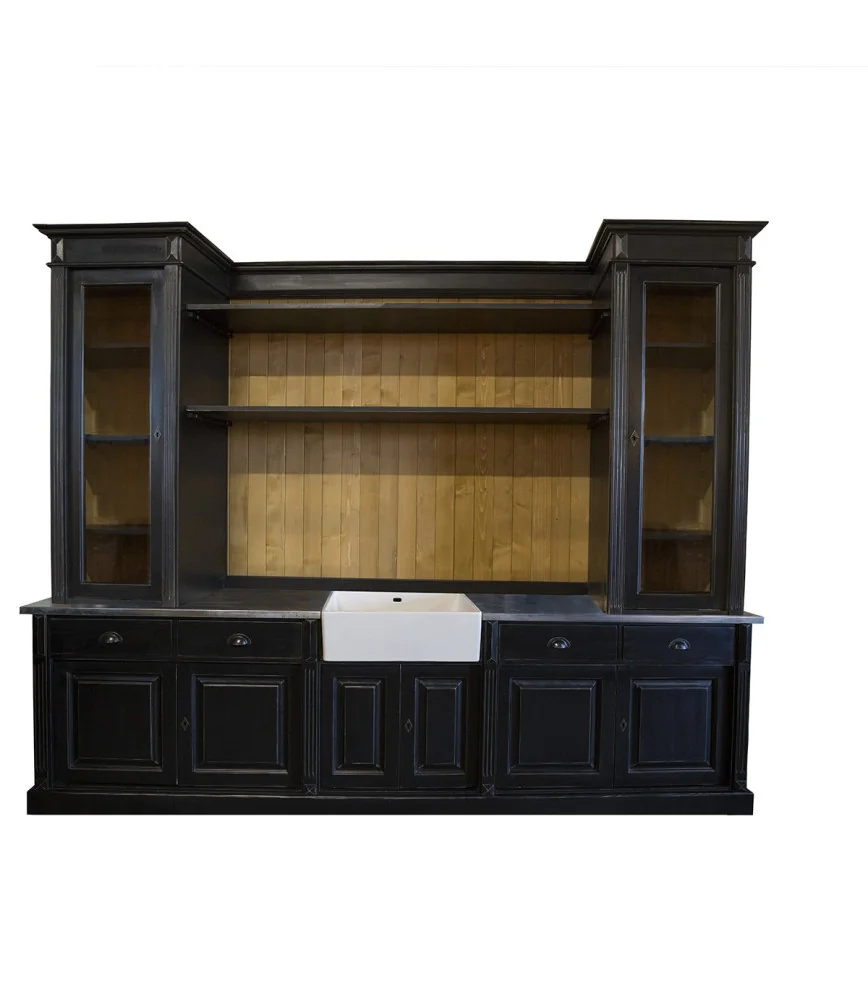 Arrière de bar avec plateau en tôle zinguée
