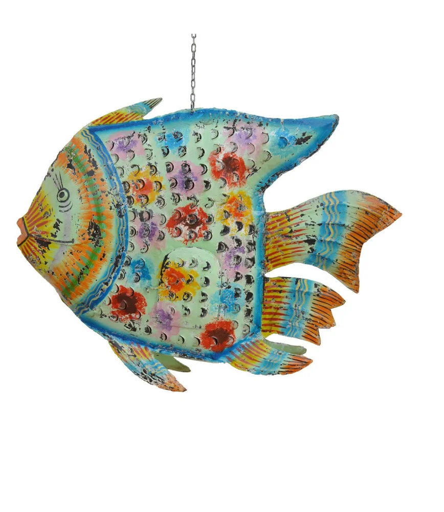 Poisson photophore métal peint à la main GM 108X20X80