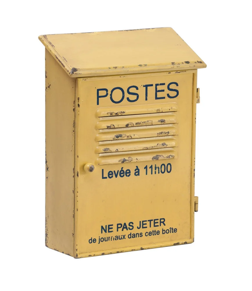 Boîte à clefs jaune antique