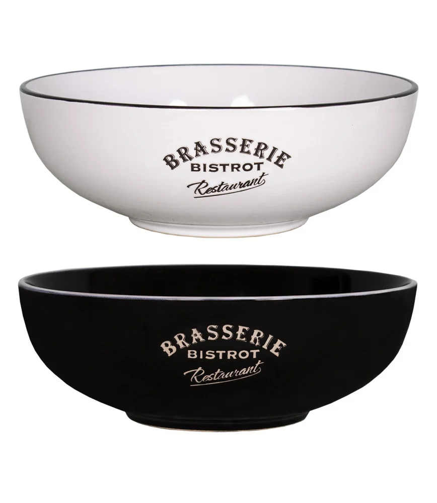 Set de 2 saladiers noir+blanc Ø 25.3cm
