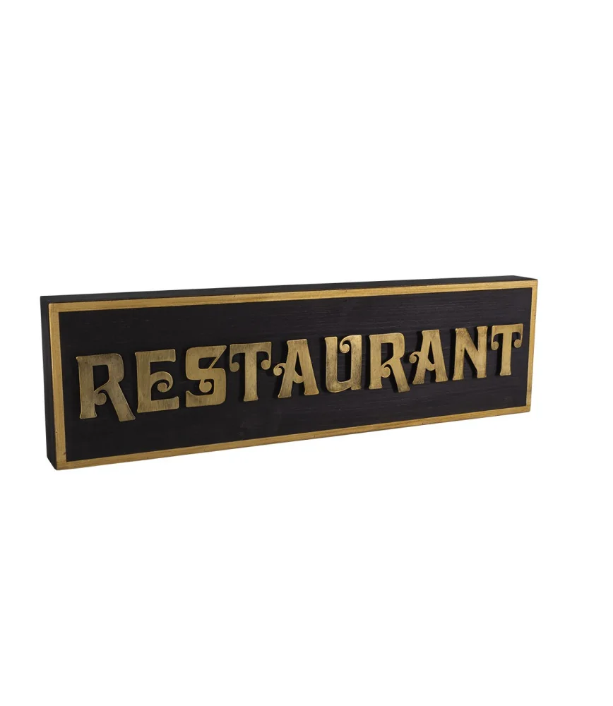 Caisson bois et fer "Restaurant" 60 x 18 cm