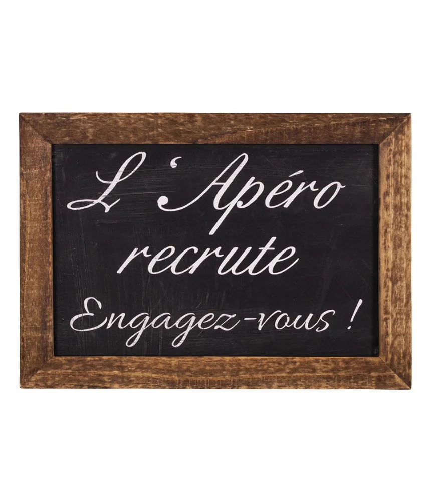 Cadre bois avec ardoise 21 x 15 cm "L'apéro recrute"