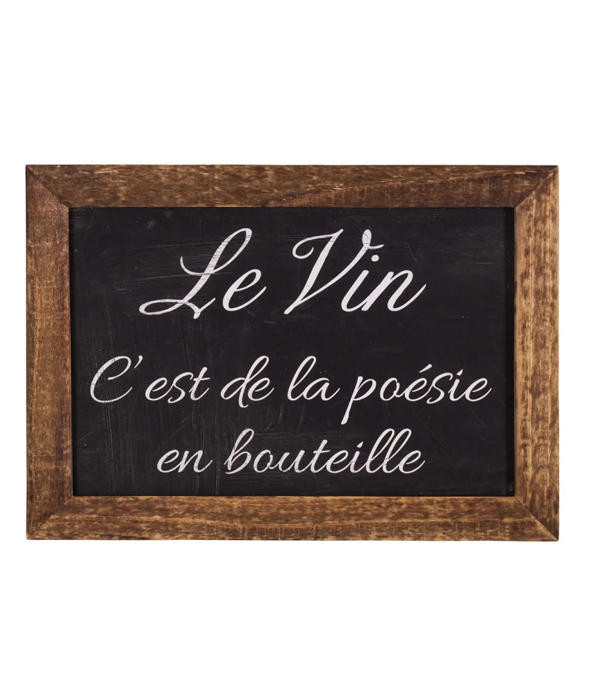 Cadre bois avec ardoise 21 x 15 cm "Le vin"