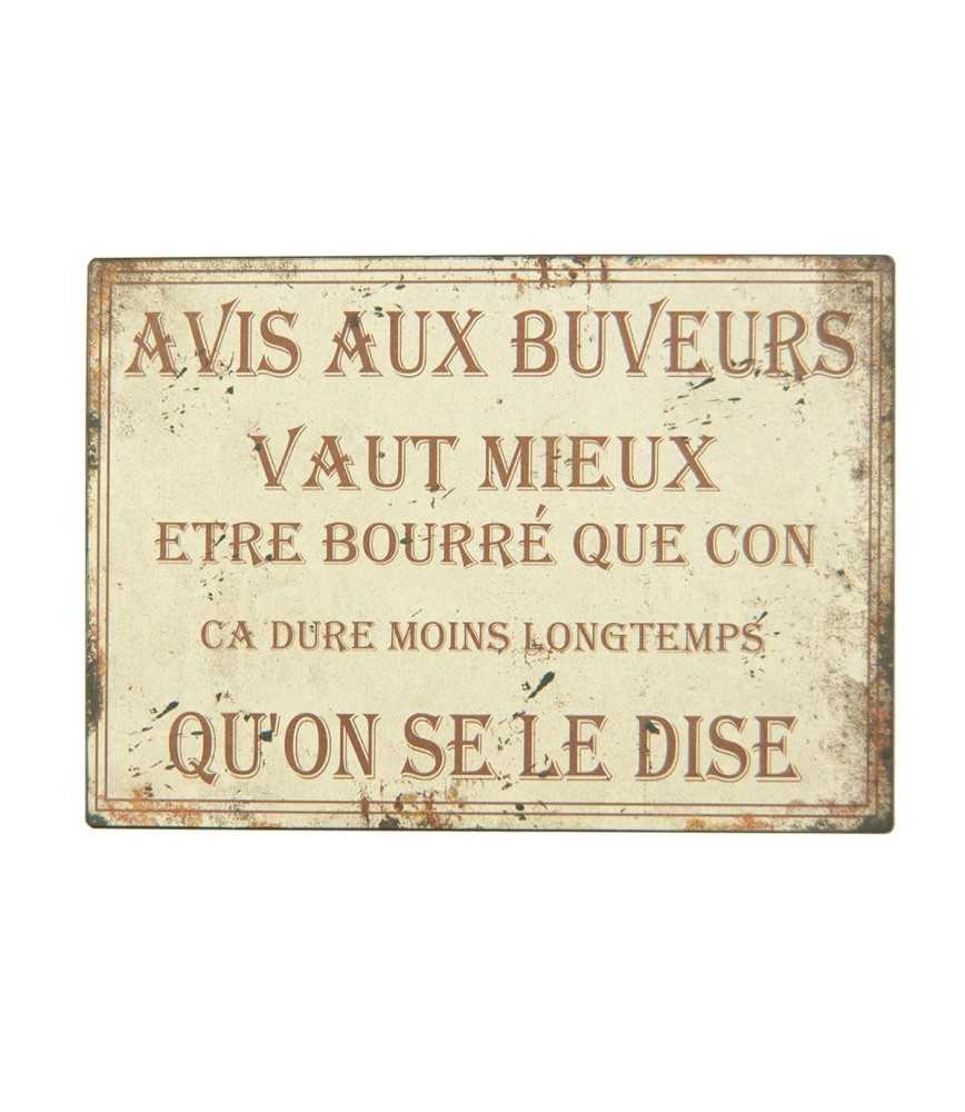 Plaque "avis aux buveurs" 21*15