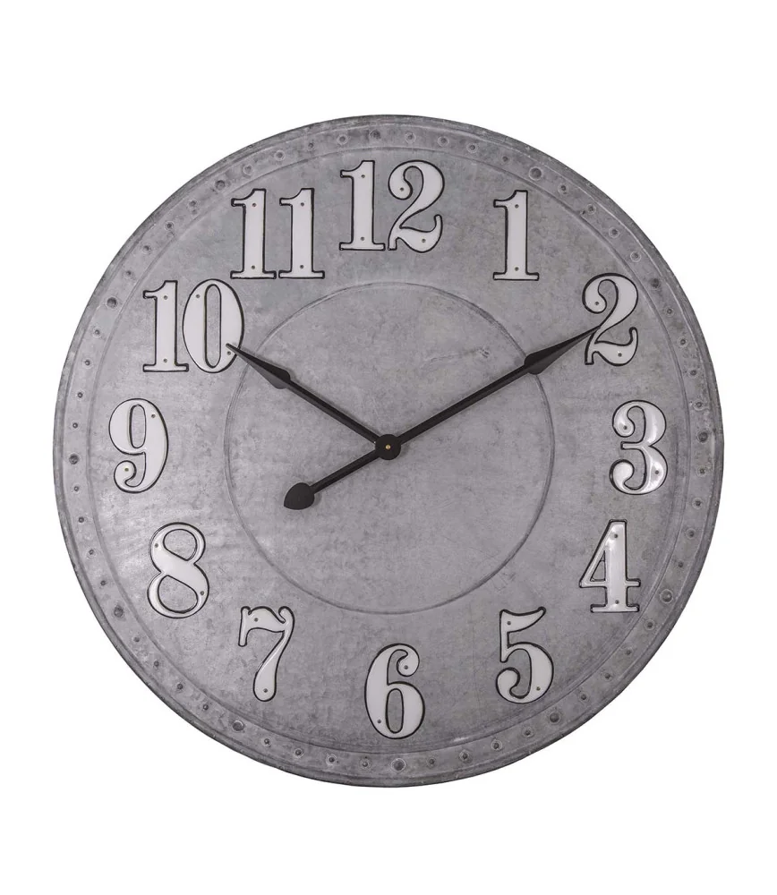 Pendule zinc chiffres émaillés Ø 92 cm