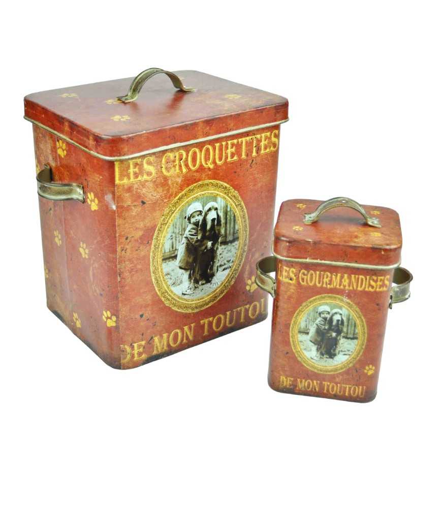 Lot 2 boîtes à croquettes "mon toutou"