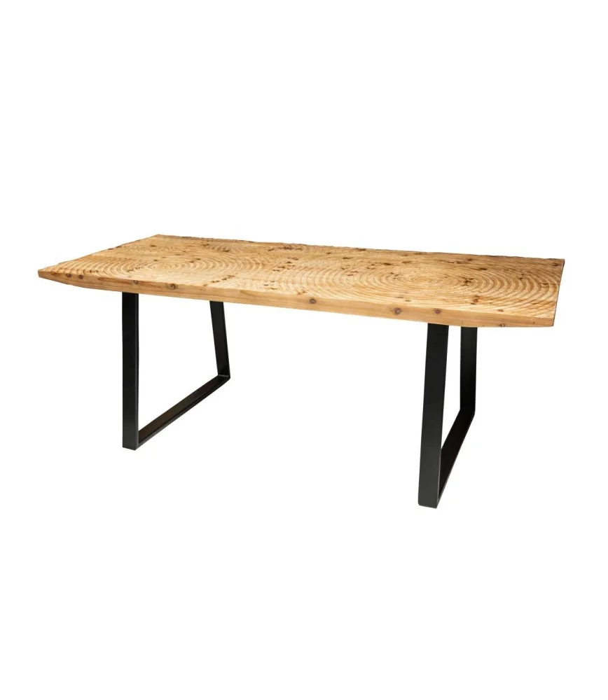 Table salle à manger fer + bois collection SUN
