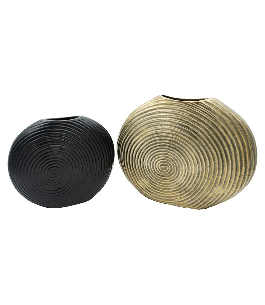 Set 2 vases doré H:30-noir H:25