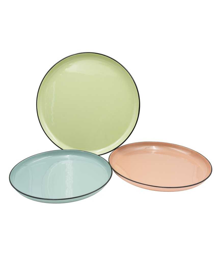 Set 3 plateaux métal vert pastel/parme/bleu