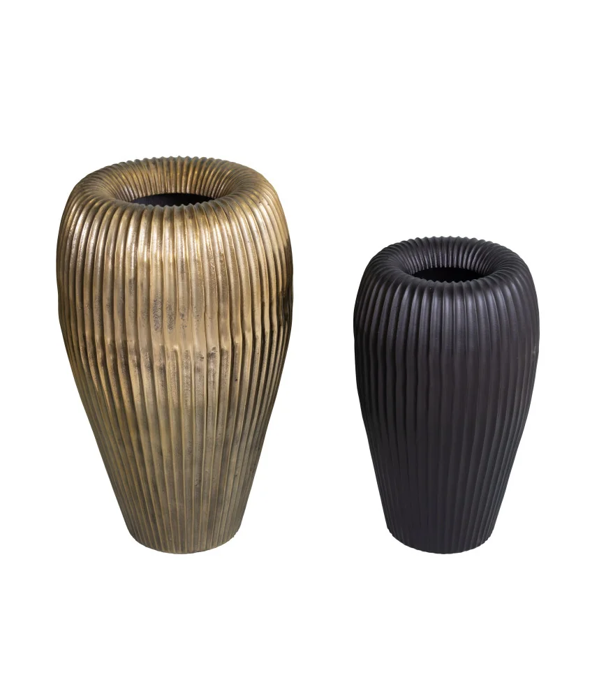 Set 2 vases doré H:63-noir H:49