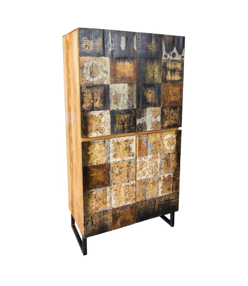 Buffet 4 portes "mixt couleur" pieds métal - L 75 X H 145 x P 40