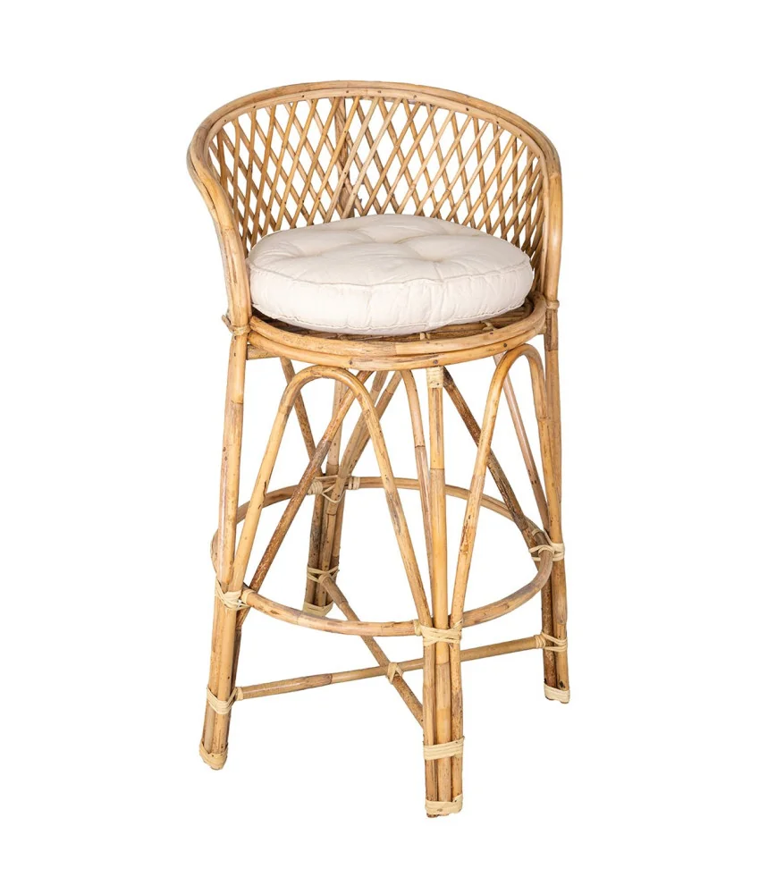 Fauteuil de bar en rotin avec coussin