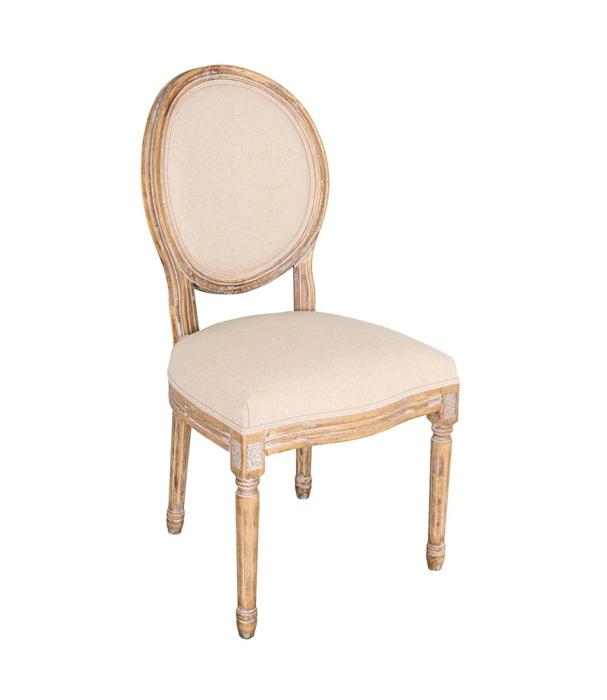 Chaise médaillon tissu lin