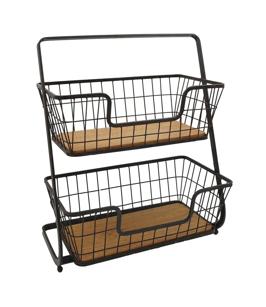 Panier double à poser métal et bois