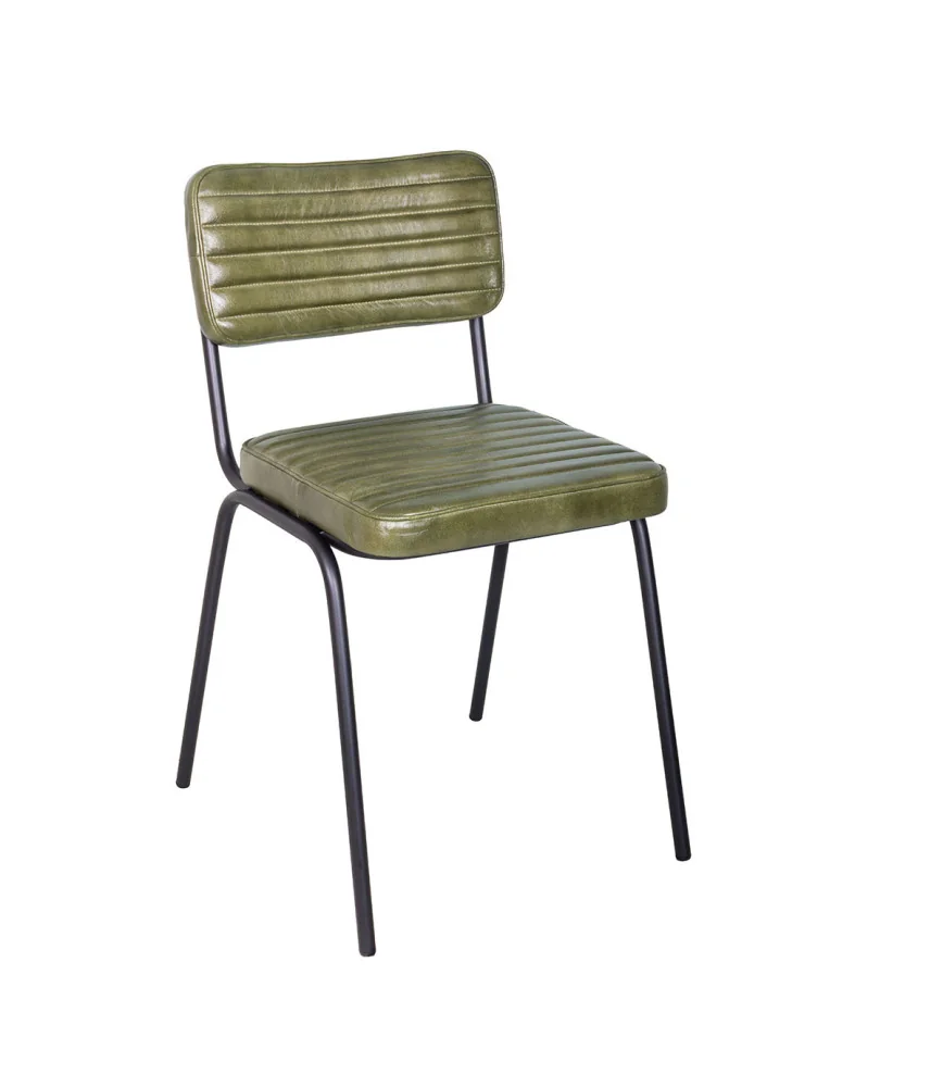 Chaise en cuir verte