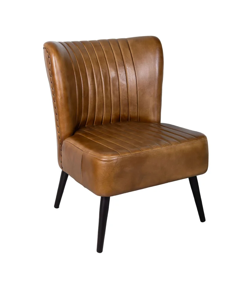 Fauteuil en cuir cognac