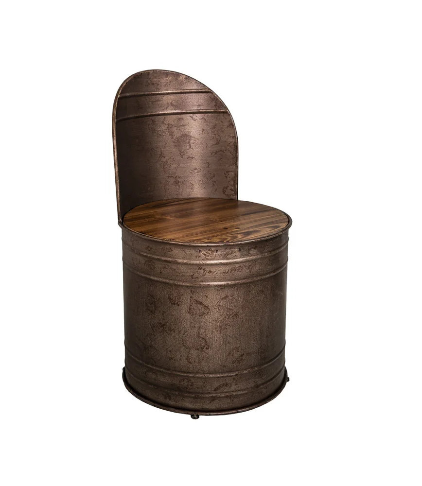 Fauteuil bidon assise bois