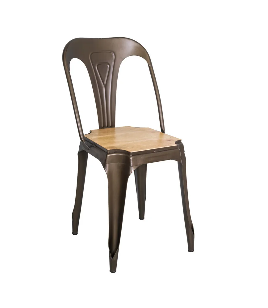 Chaise antique assise bois