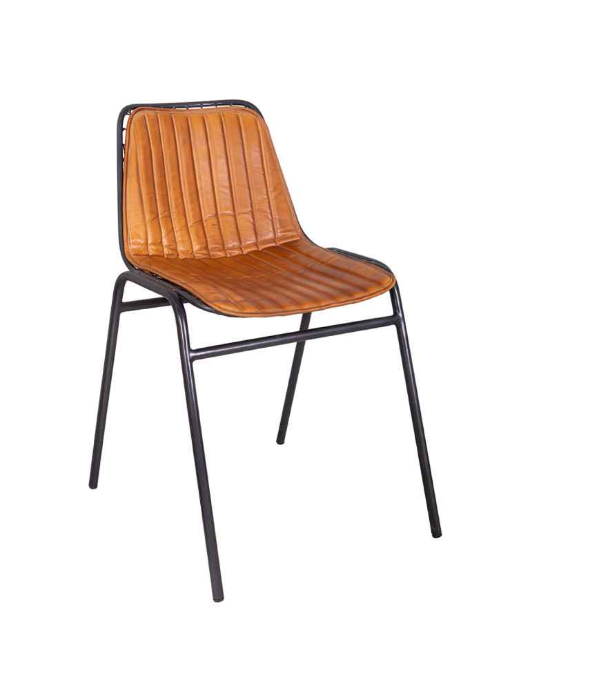 Chaise en cuir et métal