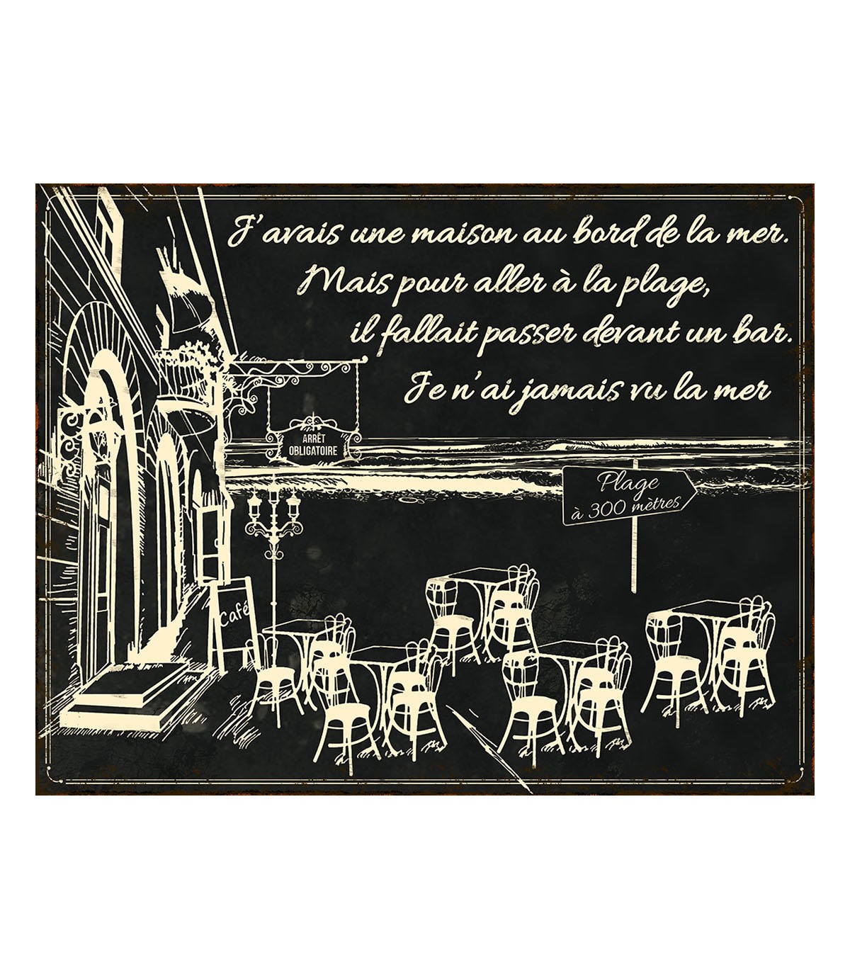 Plaque Tarifs Bar Antic Line - 33x25cm - Décoration Vintage
